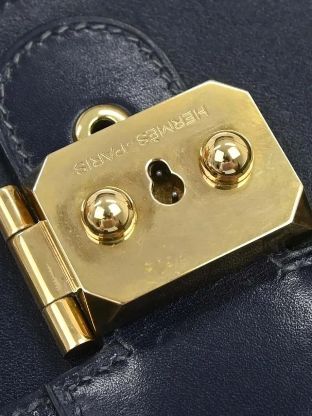 Hermes Blue Navy Box Calf Pochette Jet Clutch Bag